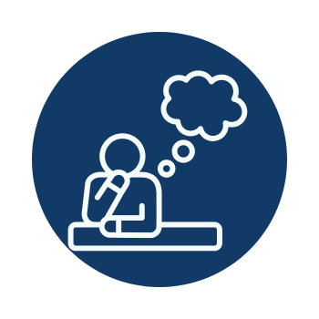 思考整理やメンタルサポートを表す人物と吹き出しのアイコン