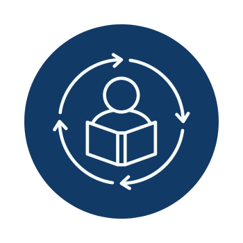学びと実践が循環する成長サイクルを示すアイコン